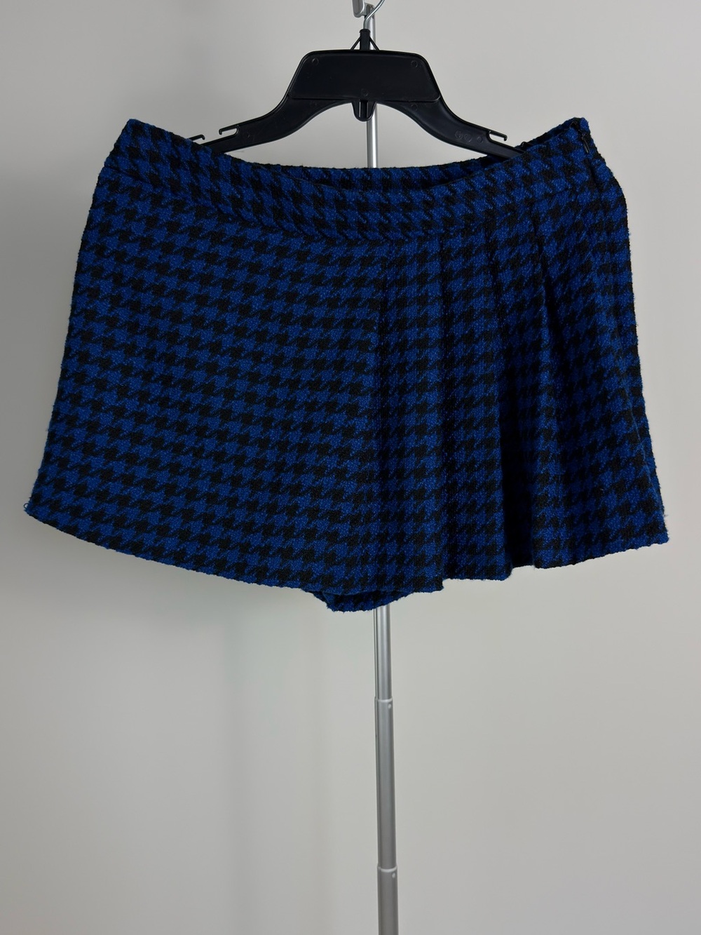 Zara Blue and Black Houndstooth Skater Skirt